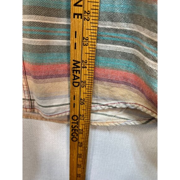 Modern Amusement Men's Hooded Button-Up Shirt Jacket Stretch Size M Multi Stripe - Picture 9 of 12